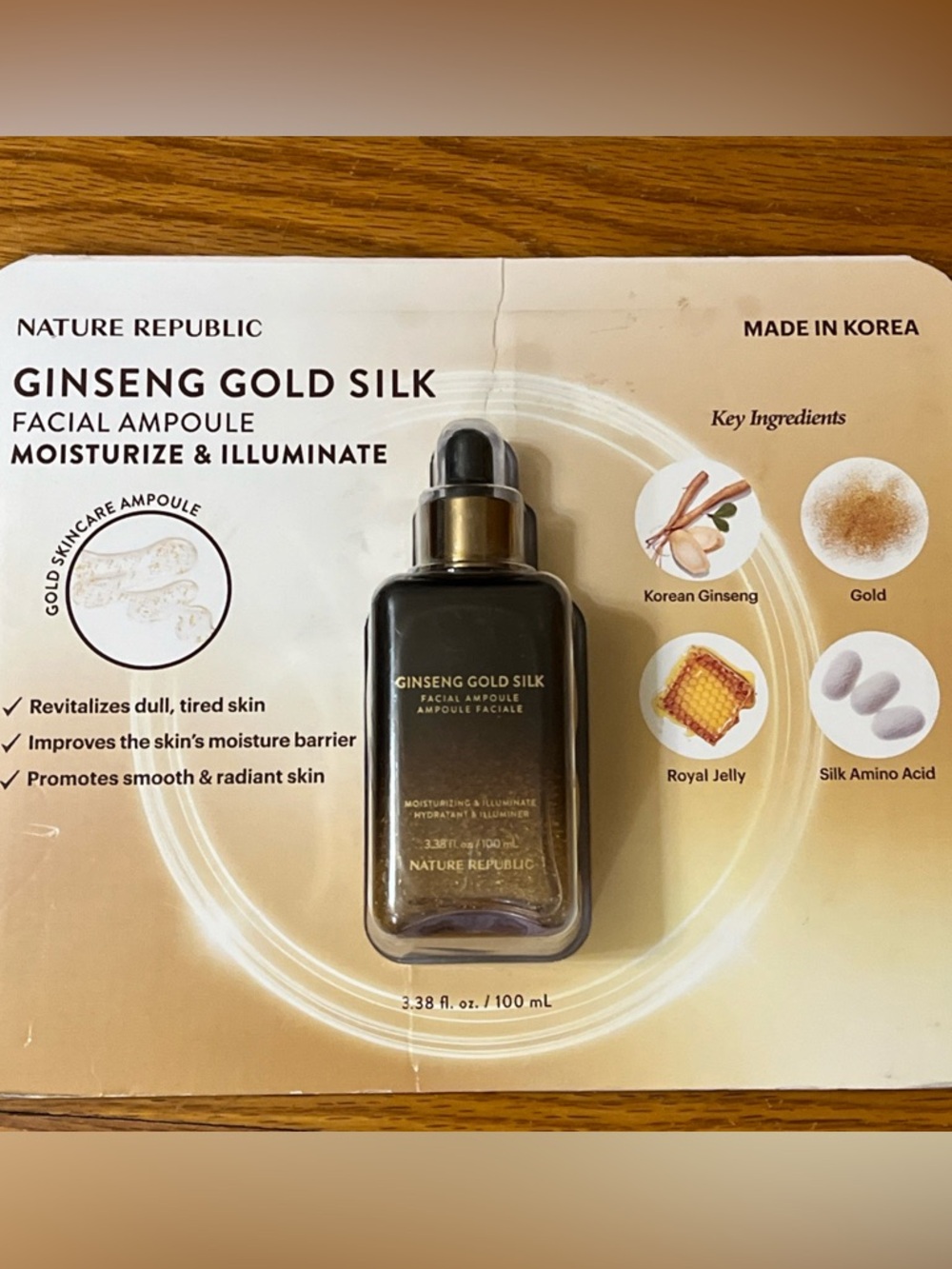 Nature Republic Ginseng Gold silk facial ampoule moisturize and illuminate new
